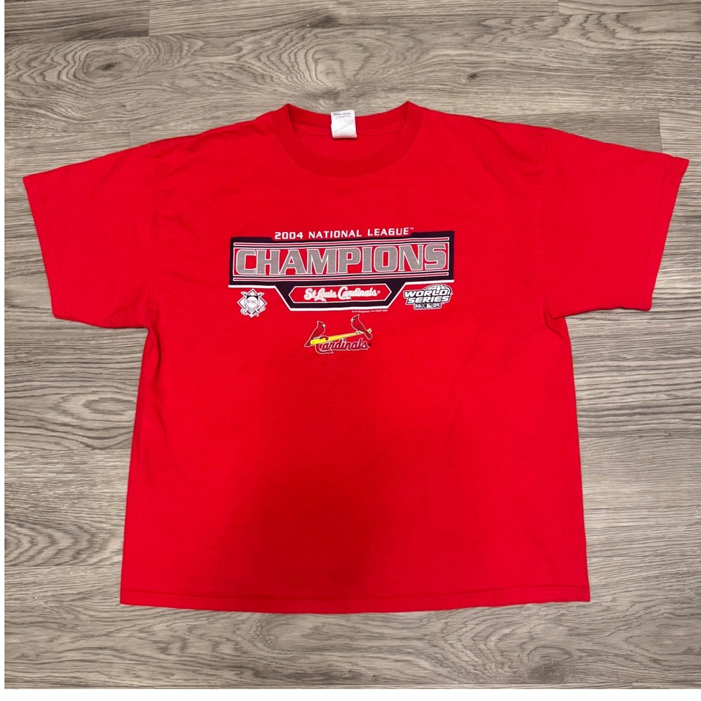 Vintage Y2K St Louis Cardinals 2004 NL Champions T-Shirt Red XL Boxy Fit Delta
